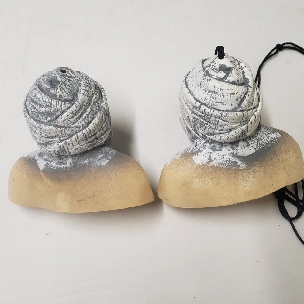Vintage Halloween Paper Magic Mummy Hanging Prop Decor - Heads Only Lot of 2